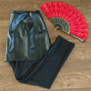NWOT Faux Leather Skirted Leggings